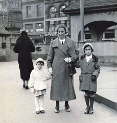 Anne Frank (on the left) with her mother Edith and sister Margot wearing the white fur jacket, photographed by Otto Frank, March 1933 in Germany.