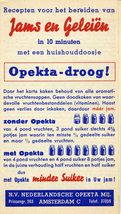 Advertising Opekta jam.